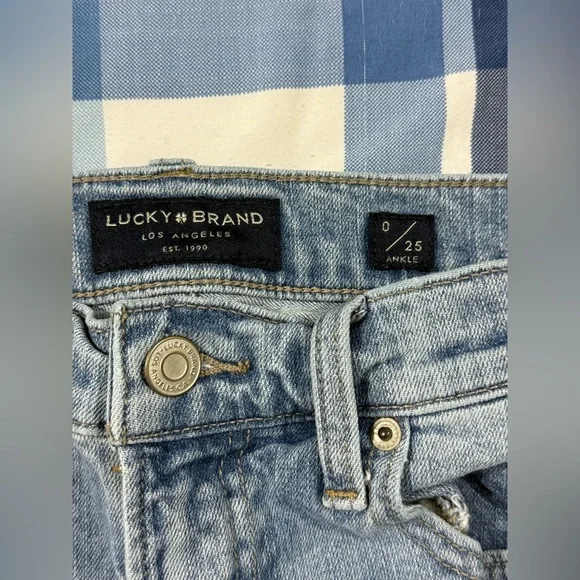 Lucky Brand Drew High Rise Mom Jeans Distressed Light Wash Sz0 - Picture 4 of 9